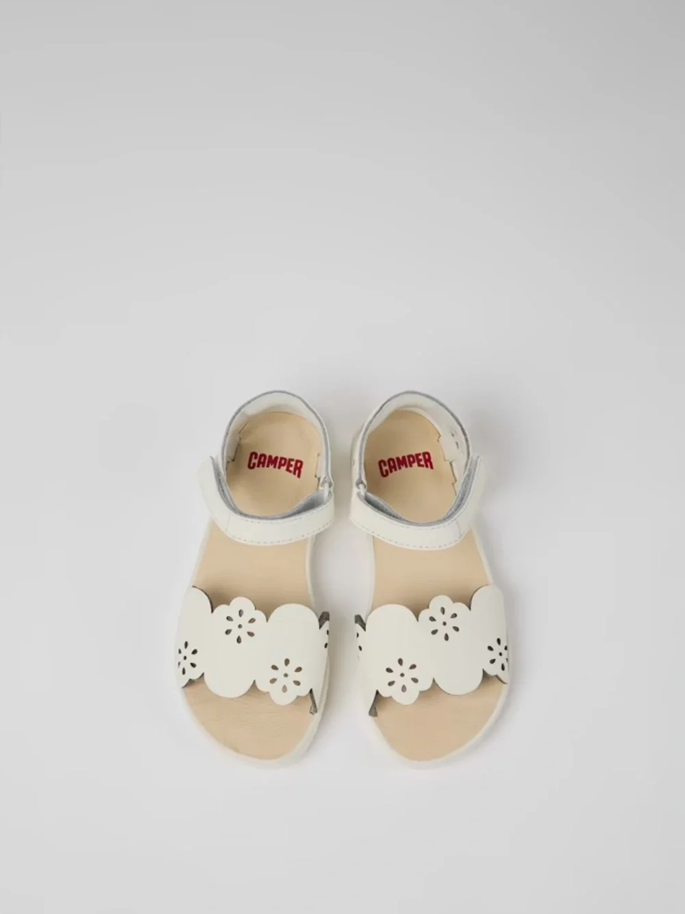 Camper girls White Floral Cutout Strap Miko Sandals
